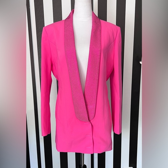Fuchsia Backless Rhinestone Crystal Trim Blazer Dress - NWT - Picture 7 of 10